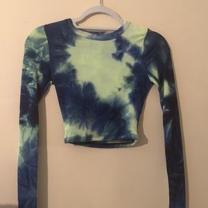 Long Sleeve Crop Top Green/Blue